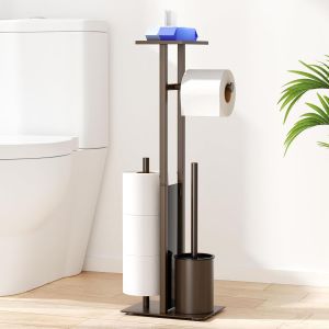 ChenQuanSarl-Porte-Papier Toilette En Acier Inoxydable - Avec Wc - Porte-Papier Toilette Avec Wc - Avec Porte-Papier Toilette Et Wc - Porte-Rouleau De Papier Toilette Debout Avec Étagère En - Neuf