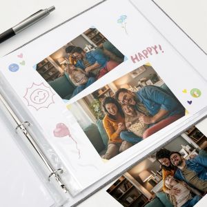 Tianyi-Album Photo Scrapbooking 22 X 28 Cm, Grand Format Classeur 3 Anneaux Couverture En Lin, 30 Feuilles Pochettes Plastiques 60 Pages, Pour Mariage Anniversaire Bébé Voyage Rose - Neuf