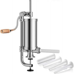 Ulteronixshop-2.5 Lb Poussoir &Agrave; Saucisses Manuel, Verticale Machine &Agrave; Saucisse En Inox Avec Manivelle Aanuelle & Pince De Table, 4 Tubes De Remplissage, Poussoir &Agrave; Viande Pour Usage Commercial Et Domicile - Neuf