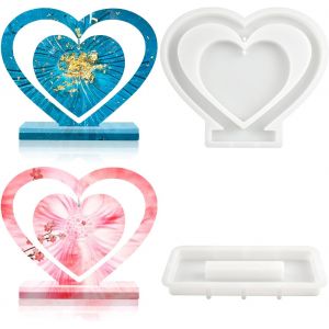 Moule Cadre en Silicone Moule Coeur Silicone Photo en Silicone R&eacute;sine Moules en R&eacute;sine &Eacute;poxy Forme de C?ur &Eacute;poxy Moules Silicone &Eacute;poxy Moule pour DIY Cadres Photo D&eacute;coration - Neuf