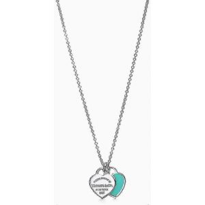 Collier Double Coeur En Émail 925 Argent Sterling Pendentif Bijoux Rose Pendentif Doux Mode Collier Pour Femmes50cm - Neuf