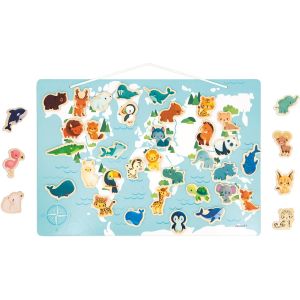 KAL-- Puzzle Du Monde Magnétique Minikids - 40 Magnets En Bois Fsc - 1 Poster - Aimants Animaux - 24 Mois, J05468 - Neuf