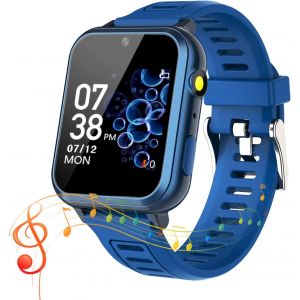 JGD-Montre Connect&eacute;e Enfant, Montre Intelligente Enfant 36 Jeux, Podom&egrave;tre Torche avec HD Cam&eacute;ra Musique MP3, Montre Enfant 4-12 Ans, Cadeau d'anniversaire pour Gar&ccedil;ons et Filles (Bleu fonc&eacute;) - Neuf