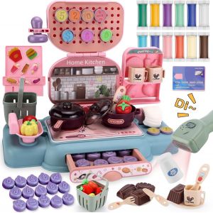 Set de P&acirc;te &agrave; Modeler pour Enfants65 Pi&egrave;ces Caisse de Supermarch&eacute; de P&acirc;te &agrave; ModelerAccessoires de P&acirc;te &agrave; Modeler avec 12 Bo&icirc;tes de P&acirc;te &agrave; ModelerCadeau d'anniversaire pour Enfants - Neuf