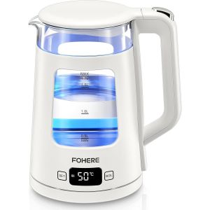 NouvelHorizonstore-Bouilloire &Eacute;lectrique, 1.7L Bouilloire en Verre avec Maintien au Chaud, 5 Contr&ocirc;les de Temp&eacute;rature, 2200W &Eacute;bullition Rapide, Arr&ecirc;t Automatique et Protection Contre L'&eacute;bullition &agrave; S - Neuf