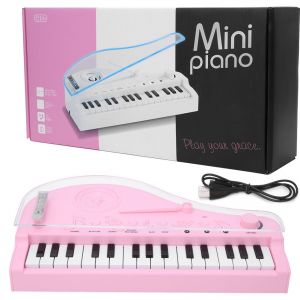Piano A Queue 31 Touches, 7 Lumieres Colorees, Instrument De Musique Educatif Pour Enfants, Jouet Rose - Neuf