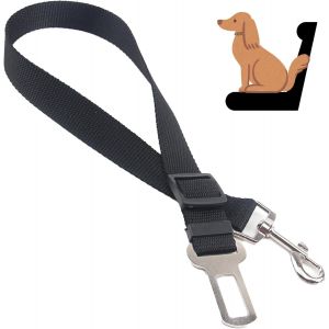 1 X Adjustable Dog Seat Belt - Car Accessories For Dogs - Black Safety Harness - Neuf
