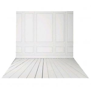 Toile de fond photo de mariage en vinyle de 3x5ft avec mur de briques blanches et plancher de bois pour la photographie en studio - Neuf