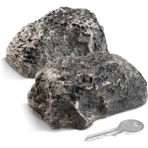 Utigh-Com-Four® 2x Pierre À Clés "Big Mountain" - Pierre D'imitation Avec Compartiment Secret - Roche Artificielle Pour Géocaching - Cachette Pour Clés Aspect Pierre - Factice De Pierre - Rocher Arti - Neuf
