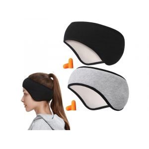 Masque occultant pour les yeux avec cache-oreilles et bouchons d'oreilles - Lot de 2, noir et gris - Neuf