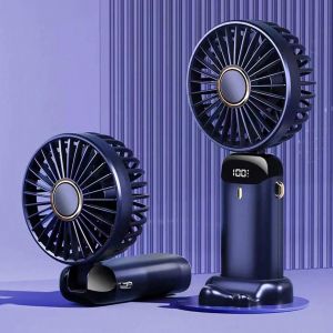 KALANKA-- Mini Ventilateur Portable USB Rechargeable | 5 Vitesses Réglables | Silencieux et Pliable | Utilisation Cou & Table | Compact pour Bureau et Voyage, Bleu - Neuf