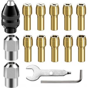 15 Pièces Mandrin Universel Autoserrant,kit d'écrous de serrage,petit foret électrique de 0,8 à 3,2 mm,adaptateur pour outils rotatifs et meuleuse électrique (M8 x 0,75 mm de long) - Neuf
