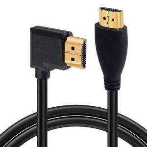 ERYI-Câble Hdmi 4K 1.4, Câble Hdmi Mâle Vers Mâle À Angle Droit 4K @ 30 Hz, Connecteur Plaqué Or, Prise En Charge Arc, 3D, Ethernet, Pour Tv Hd, Lactop, Pc, Projecteur - Noir (1 M) (Droit/Droit) - Neuf