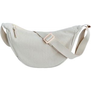 CAUC-Sac Banane Femme Homme, Sac Banane Velours en C&ocirc;tel&eacute;, Sac Ceinture Unisexe avec Grande Capacit&eacute;, L&eacute;ger et Confortable, Id&eacute;al pour Voyage, Quotidien, Sport et Festivals (Blanc) - Neuf