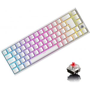 Disposition britannique 60 % Clavier de jeu r&iquest;&iquest;tro&iquest;&iquest;clair&iquest;&iquest; RVB avec interrupteur rouge, clavier m&iquest;&iquest;canique 67 touches USB C Souris 12000 DPI pour PC Mac Gamer - Neuf