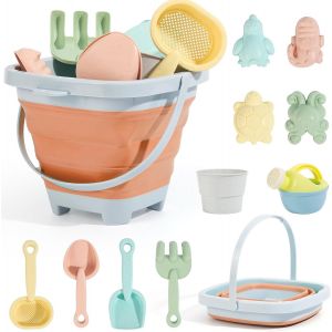 KAL-Jouet De Plage Enfant, 11 Pi&egrave;ces Jeux De Plage Avec Seau Plage Pliant, Glace Jeu De Plage Enfant Pour Bac A Sable Int&eacute;rieur Ext&eacute;rieur (Orange) - Neuf
