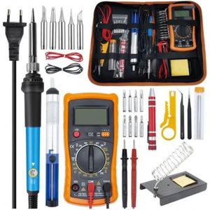 LETNERNY-25 In1 Fer À Souder Kit, 60W Température Réglable Avec Multimètre Numérique 200 450¿ Électrique De Precision 5 Pointe De Soudage,Pompe À Dessouder,Station De Soudage - Neuf