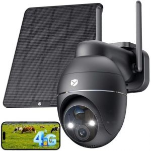 KALANKA-4G LTE Camera Surveillance Exterieure sans Fil, 2K 3MP avec Carte SIM & 5W Panneau Solaire 360&deg; PTZ, Cam&eacute;ra 4G Solaire Ext&eacute;rieur, Vision Nocturne Couleur, D&eacute;tection PIR, Audio Bidirectionnel - Neuf