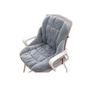 Coussin de si&egrave;ge avec dossier int&eacute;gr&eacute; et sangles pour bureau et maison - Gris clair - Neuf