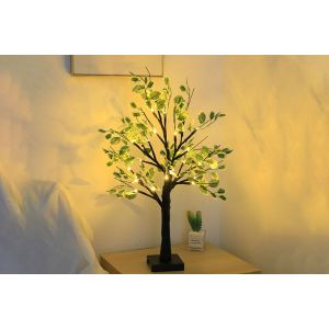 Lampe De Chevet Arbre &Agrave; Feuilles Vertes, 60 Cm, Aliment&eacute;e Par Batterie Usb, D&eacute;coration Int&eacute;rieure - Neuf