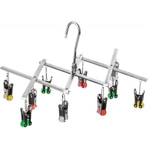 KALANKA-&Eacute;tendoir Acier Inoxydable, Rack de s&eacute;chage Suspendu, s&eacute;choirs Pliables Cintre, S&eacute;choir &agrave; V&ecirc;tements, 10 Pinces &agrave; Linge, pour Serviettes/Chaussettes - Neuf