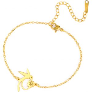 Eryi-Bracelets À Breloques Délicats En Forme De Fleur De Colibri Pendentif En Forme De Ffleur De Colibri En Acier Inoxydable Bijoux D'animaux Bohèmes Porte-Bonheur Pour Femmes Et Hommes - Neuf
