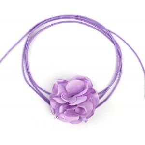 Kal-Collier Fleur Femme Vintage, Collier Fleur Boho Collier Rose Tissu Réglable Pour Femmes Filles Mariée Mariage Fête Anniversaire (Violet Clair) - Neuf
