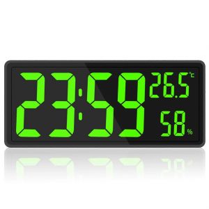 Horloge murale numérique à LED,affichage des chiffres,température et humidité intérieures,pour la ferme,la maison,la salle de classe,de - Neuf