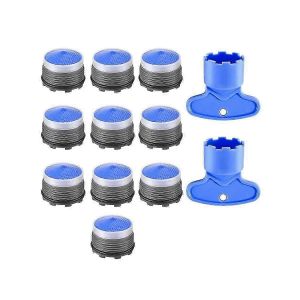 10PCS Aérateur de robinet de remplacement pour limiteur de débit de robinet d'évier,Aérateurs de cache de salle de bain de cuisine avec outil de retrait 2 pièces - Neuf