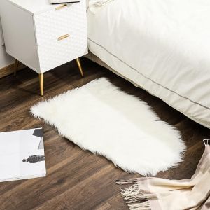 Sjzg-Tapis Fausse Fourrure, Tapis En Peau De Mouton Synth&eacute;tique Blanc 40x60 Cm, Carpette Moelleuse Pour Chambre &Agrave; Coucher, Salon, Cr&egrave;che, Jet De Divan De D&eacute;coration Chaise - Neuf