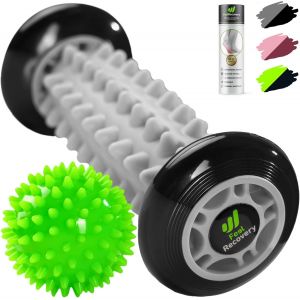 Set Rouleau De Massage Pieds Pour Fasciite Plantaire + Balle Massage &Agrave; Picots - Appareil D'acupression Pour Reflexologie, Cellulite, Douleur Plantaire, Talons, Jambes & Relaxation (Noir) - Neuf