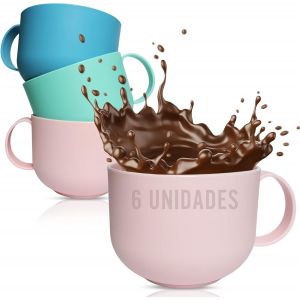 Eryi-. Lot De 6 Grandes Tasses En Plastique Sans Bpa Pour Petit-Déjeuner Xxl De 600 Ml De Couleurs Pastel (Pastel) - Neuf