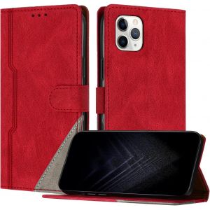 Kal-Étui Pour Iphone 11 Pro Max (6,5 Pouce), Housse En Cuir Pu Avec [Protection Antichoc Tpu] [Fonction Support] [Porte-Cartes ] Antichoc Magnétique Coque Pour Iphone 11 Pro Max - Rouge - Neuf