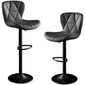 Tabouret De Bar Lot De 2, Chaises De Bar Avec Repose-Pieds,Siège Bar Réglables En Hauteur Pour Cuisine,Comptoir,Bar,Noir - Neuf