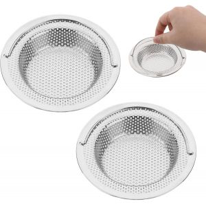 Jgd-2pcs Filtre &Agrave; &Eacute;vier De Cuisine En Acier Inoxydable - Diam&egrave;tre Ext&eacute;rieur 11 Cm X Hauteur 2 Cm - Anti-Obstruction, R&eacute;sistant &Agrave; La Rouille, Poign&eacute;e Relevable - Neuf