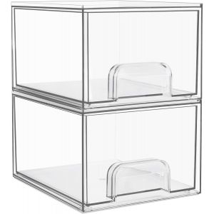 Eryi-Lot De 2 Tiroirs De Rangement Empilables En Acrylique Pour Maquillage, 11.05 Cm De Haut, Armoire De Cuisine, Garde-Manger Et Rangement - Neuf