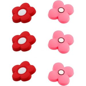 Lot De 6 Boutons De Tiroir En Caoutchouc (Fleur, Rouge Et Rose) En Forme De Dessin Animé Pour Enfants, Filles, Garçons, Placards, Jouets, Bibliothèque - Neuf