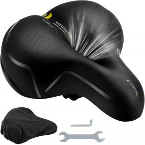 Selle De V&eacute;lo En Gel,Confortable,Large,Douce,Confortable,Respirante Et Absorbant Les Chocs,Selle De V&eacute;lo Ergonomique Avec Housse &Eacute;tanche Et Outil De Montage - Neuf
