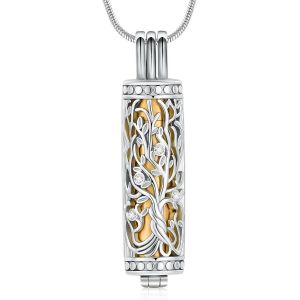 Trahoo-Collier Avec Pendentif Urne Funéraire Avec Fiole Cylindrique Creuse - Bijou Funéraire Pour Cendres - Pour Homme Et Femme - Neuf