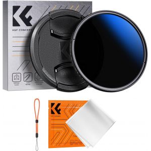 82mm ND2-400 Variable Neutral Grey Filter and Lens Cap and Cleaning Cloths and Multi-Layer Strap for K Series Camera - Neuf