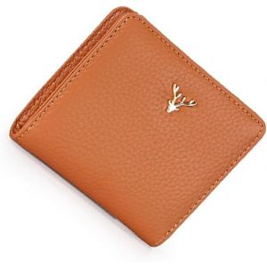 Femmes Court Mince Mini Portefeuille Chic Cerf Multi-Carte Sac &Agrave; Main En Cuir Sac &Agrave; Main Fermeture &Eacute;clair Photo Porte-Carte Grande Capacit&eacute;,Jaune Fonc&eacute; - Neuf