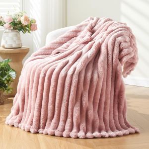 Ulteronixshop-Couverture Plaid Polaire Super Chaude, Plaid Fausse Fourrure Haute Qualit&eacute;,Couverture &Agrave; Carreaux St&eacute;r&eacute;oscopiques,Pink-153cmx203cm - Neuf