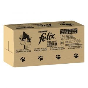 120x85g Jumbopack Felix Tendres Effilés Boeuf, Poulet, Canard, Agneau - Pâtée Pour Chat - Neuf