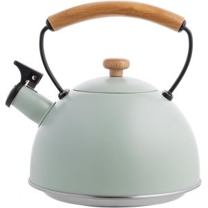 Bouilloire Inox (2,3 L) I Bouilloire Sifflante Natura I Poignée En Bois I Bouilloire Non Electrique I Bouilloire Induction, Gaz I Pour Thé Et Café I Sifflement Automatique I Couleu[ASP6181409] - Neuf