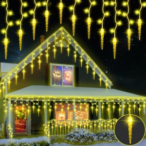 KAL-Guirlande Stalactite Exterieur, Guirlande Rideau Lumineux Noel, Imperméable Guirlande Lumineuse Décoration 8 Modes Pour Jardin, Balcon, Fenêtre, Intérieur, Chambre - Neuf