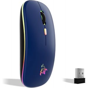 KALANKA-Souris sans Fil Rechargeable, Souris rétroéclairée de 7 Couleurs avec Mini récepteur USB de 2,4 GHz, Souris Gaming, Compatible avec Ordinateur Portable, PC, Ordinateur, Chromebook, Notebook - Neuf
