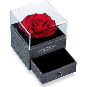 Fleur Fraîche Préservée Rose Dans Une Boîte À Bijoux,Boîte Cadeau Rose Fleurs Éternelles Infinity Rose - Neuf
