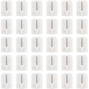 30pcs Crochet Rideau,Crochets Autocollants En Plastique,Crochet Rideau Sans Percage,Support Tringle Rideaux Sans Percage Pour Les Rideau Sans Percer,Tringle Rideau,Cuisine,Bain - Neuf