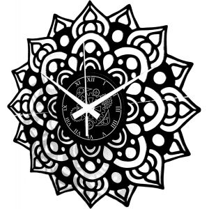 Horloge Murale D&eacute;corative En Vinyle Motif Floral Mandala - Neuf