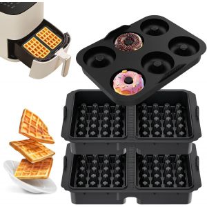 SEPT-Lot de 3 Accessoires Air Fryer, Moule Air Fryer, Plat Silicone Air Fryer, Moule &agrave; Gaufres en Silicone, Moule &agrave; Beignets en Silicone, Applicable Aux Friteuses &agrave; Air Ninja Af300eu, Af400eu, Af451e - Neuf